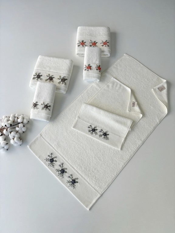 SARRA KAPAMA 2'Lİ ROKOKO NAKIŞLI HAVLU - SAKURA