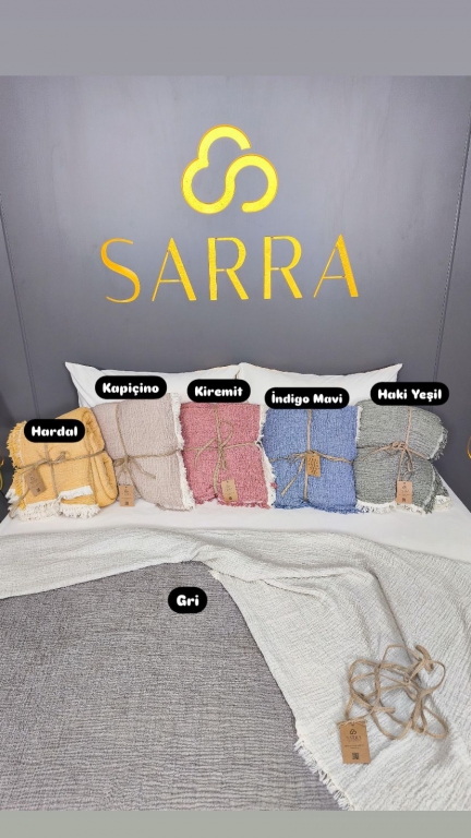 SARRA 160X240 TEK KİŞİLİK MÜSLİN YATAK ÖRTÜSÜ
