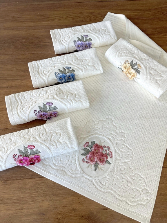 50x90 SARRA 3D BUKLE KREM 6'LI HAVLU - MENEKŞE