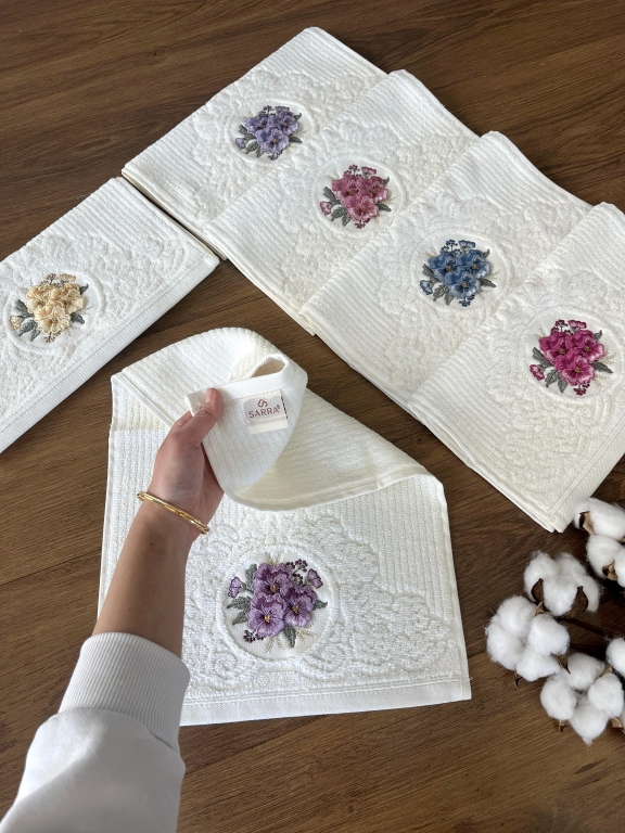 30x50 SARRA 3D BUKLE KREM 6'LI HAVLU - MENEKŞE