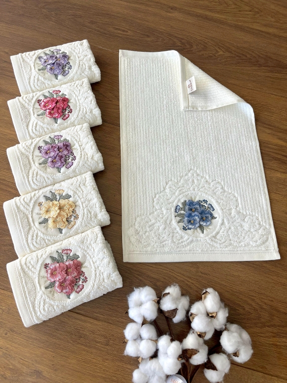 30x50 SARRA 3D BUKLE KREM 6'LI HAVLU - MENEKŞE