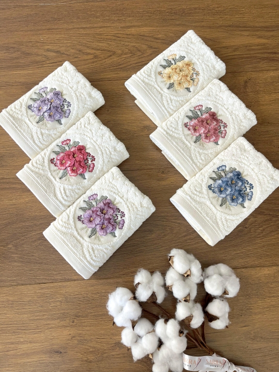 30x50 SARRA 3D BUKLE KREM 6'LI HAVLU - MENEKŞE