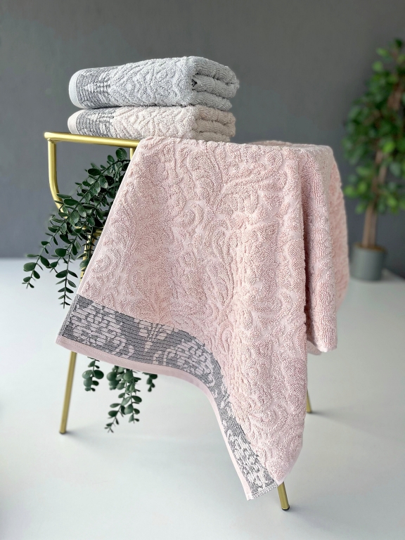 50x90 SARRA 3'LÜ SARE DİKİŞLİ DAMASK HAVLU