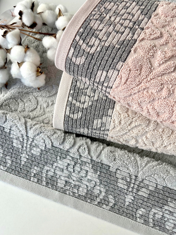 50x90 SARRA 3'LÜ SARE DİKİŞLİ DAMASK HAVLU