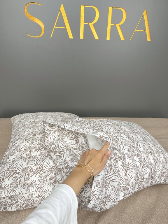SARRA HOME ÇİFT KİŞİLİK LIGHT NEVRESİM TAKIMI - PALMİYE KAHVE