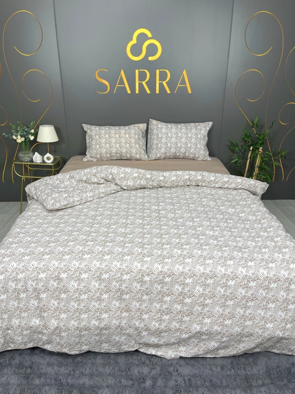 SARRA HOME ÇİFT KİŞİLİK LIGHT NEVRESİM TAKIMI - PALMİYE KAHVE