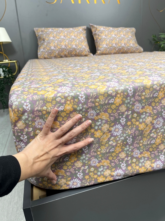 SARRA HOME FLOWERS 160x200 EKO LASTİKLİ ÇARŞAF SETİ