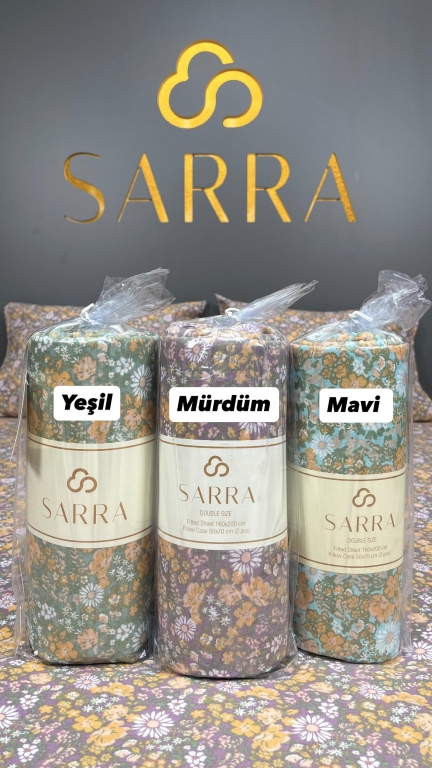 SARRA HOME FLOWERS 160x200 EKO LASTİKLİ ÇARŞAF SETİ
